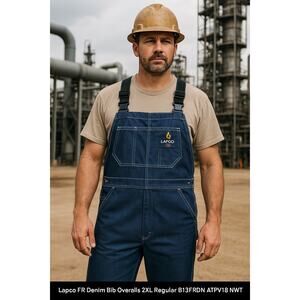 Lapco Mens 2XL Fire-Resistant ATPV 18 Protect 450 Denim B13FRDN Bib-Overalls